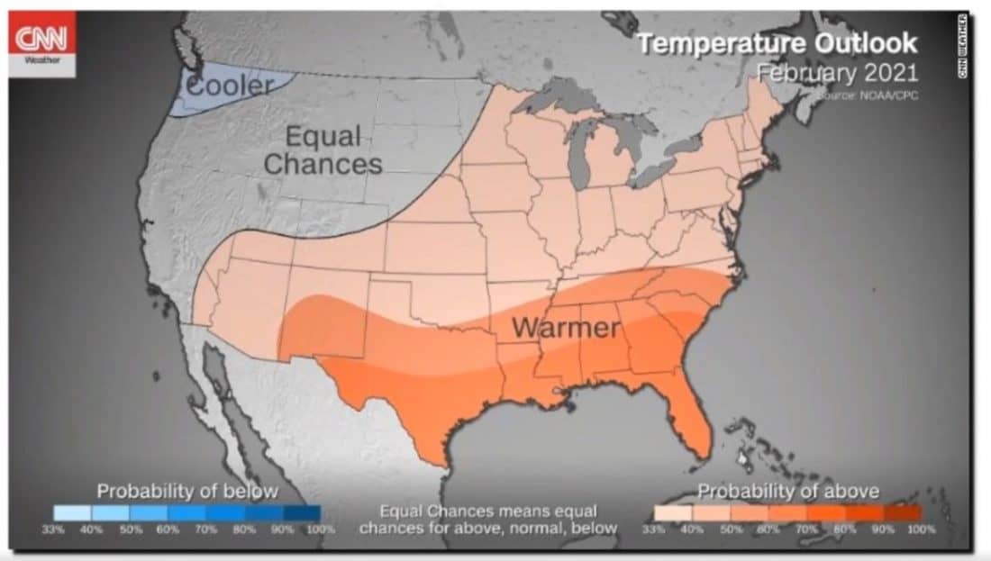 CNN February 2021 Temperature Outlook
